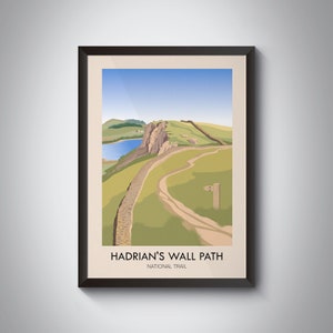 Hadrian&#39;s Wall Path Poster, National Trail, Northumberland, National Park Print, Hiking, England, Travel Poster, Sycamore Gap, Wall Art