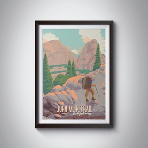 John Muir Trail Poster, USA Travel Print, Thru Hiking, Long Distance Hike, Yosemite National Park, California, Outdoors Gift, Backpacking
