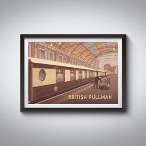Póster de Pullman británico, Orient Express, tren de lujo, ferrocarriles británicos, impresión de viaje vintage, obra de arte art déco, impresión retro, Trainspotting