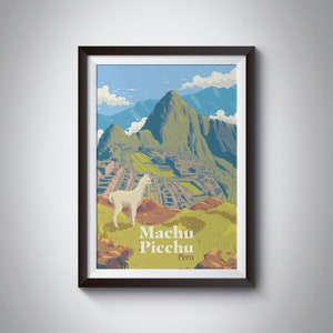 Machu Picchu Peru Travel Poster, National Park Print, Peruvian Art, Andes Mountains, Inca Trail Hike, Gift, Wall Art, Trekking, Cusco