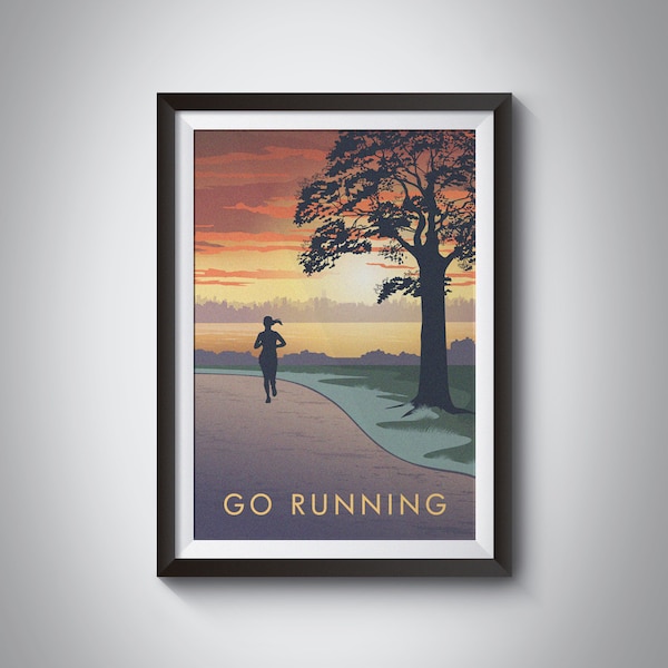 Go Running Poster, Travel Poster, Parkrun, Outdoor Hobbies, Trail Running, Marathon, Triathlon, Gift For Runner, Retro Prints, Adventure Art