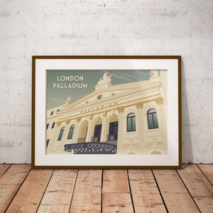 Póster del London Palladium, Impresión de viaje a Londres, Teatro del West End, Impresión Art Déco, Soho, Arquitectura, Musicales, Regalo de Londres, Decoración de pared imagen 2