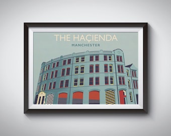 Póster de Hacienda, Música de Manchester, Impresión Art Déco, Fac 51, Factory Records, Happy Mondays, Discoteca, New Order, Joy Division, Escena Rave