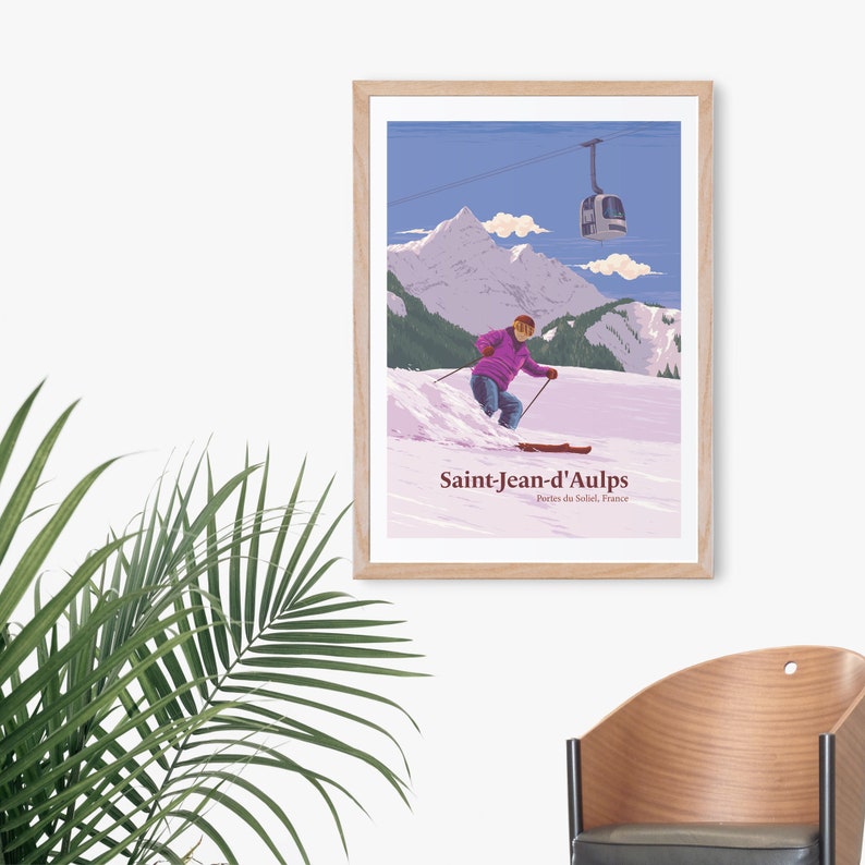 Saint-Jean-d'Aulps Ski Resort Poster, France, Portes du Soleil, Haute-Savoie, Snowboard, Avoriaz, Morzine, Vintage Travel Print, French Alps image 3