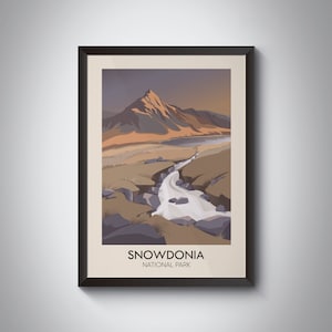 Snowdonia National Park Poster, Wales Travel Print, Tryfan Mountain, Llyn Ogwen, Mount Snowdon, Vintage Travel Poster, British Railway Art