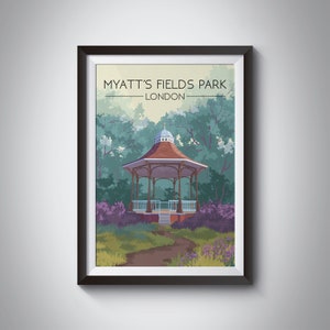 Myatt’s Fields Park Poster, London Travel Print, Camberwell, Brixton, South London, Vintage Travel Print, Framed Print, Bandstand, Wall Art