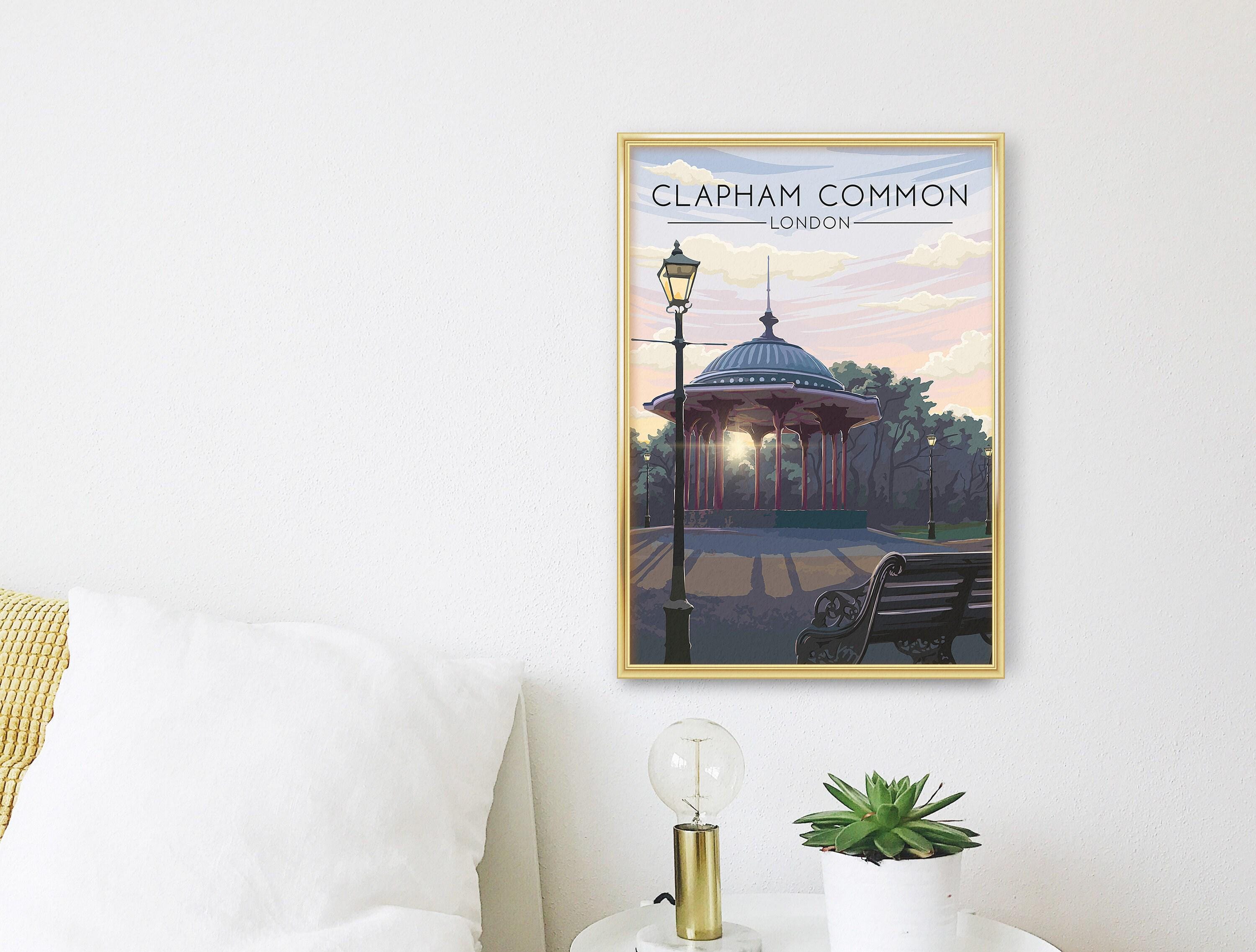 Clapham Common Poster, London Parks Print, Lambeth, Balham, Wandsworth ...