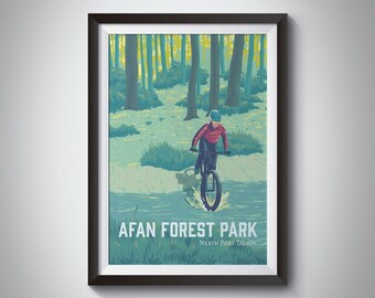 Afan Forest Park Mountain Biking Poster, Port Talbot, South Wales
