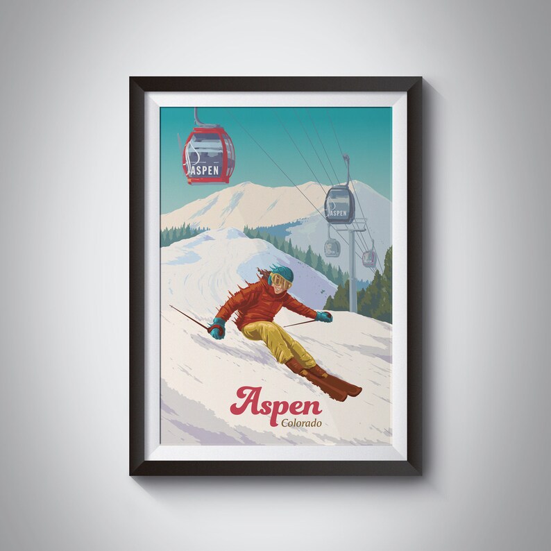 Aspen Colorado Ski Resort Poster Skiing Print Aspen Etsy