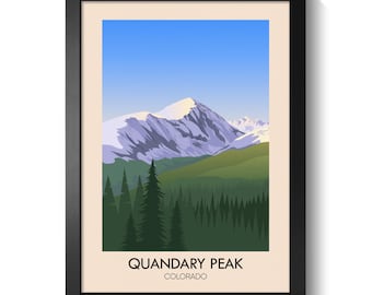 Quandary Peak Colorado Poster, Fourteeners Wall Art Print, 14er Hiking Decor, Tenmile Range Summit, Peak Bagging Travel Artwork