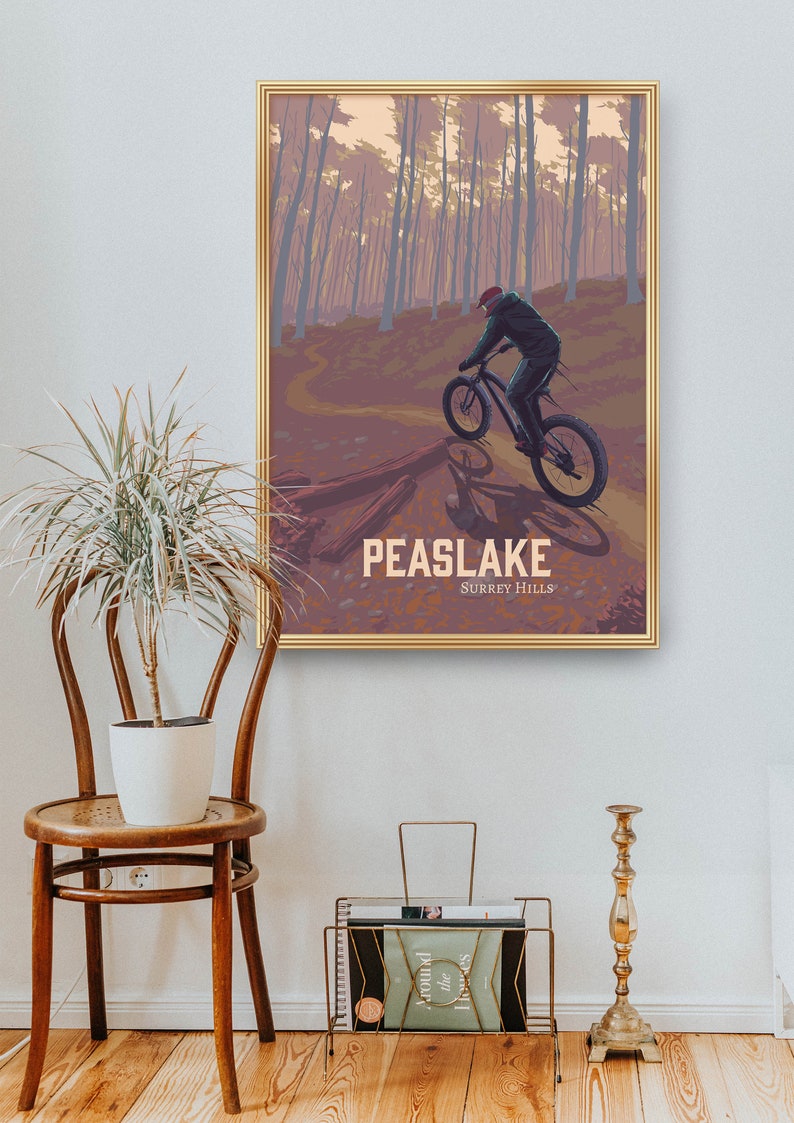 Peaslake Mountain Biking Poster, Surrey Hills MTB, Holmbury Hill, Pitch Hill Mountain Bike Trails, Cycling Gift, Enduro, Singletrack image 4