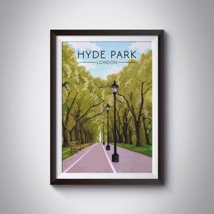 Hyde Park London Poster, Travel Print, The Serpentine, Royal Parks, Kensington Gardens, Buckingham Palace, Wall Art, Speakers Corner, Gift