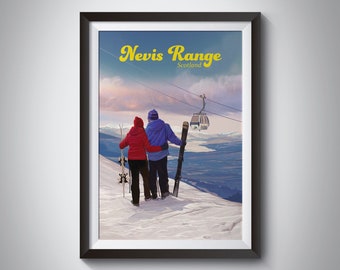 Nevis Range Ski Resort Poster, Nevis Range Mountain Resort, Fort William, Ski Resort Print, Scottish Highlands, Ben Nevis Print, Glenshee