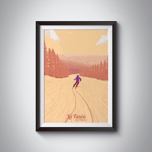 La Tania Ski Resort Poster, Retro Skiën Print, Courchevel, Snowboarden, 3 Valleien, Kunst aan de muur, Cadeau, Franse Alpen, Frankrijk, Val Thorens