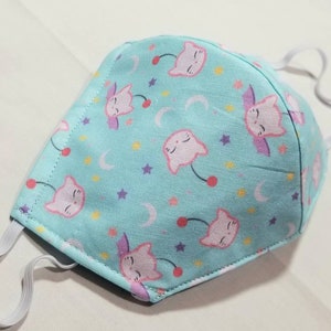 Pastel Moogles: Final Fantasy inspired Face Mask With nose strip and filter pocket