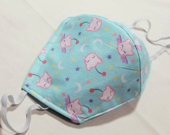 Moogles Pastel: Mascarilla inspirada en Final Fantasy con tira nasal y bolsillo para filtro.