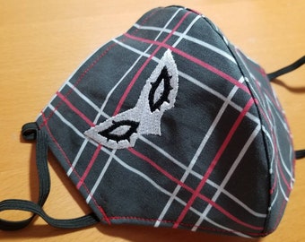 Máscara facial bordada inspirada en Persona del Joker con tira para la nariz y bolsillo para filtro