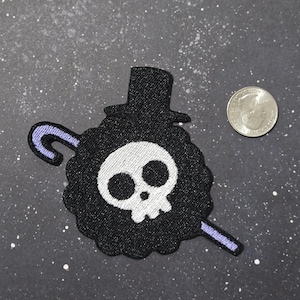 Brook Jolly Roger Skull: OP Anime 4" Sew-on or Iron-on Patch