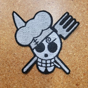 Sanji Chef Jolly Roger Skull: OP Anime 4" Sew-on or Iron-on Patch