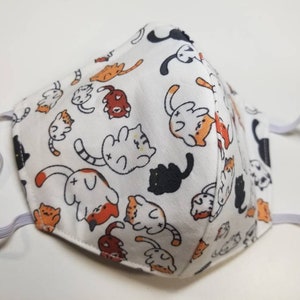 Neko Atsume Cats and Butts Face Mask With nose strip and filter pocket