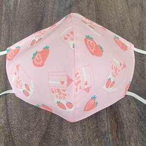 Cute Strawberry Milk Face Mask With nose strip and filter pocket