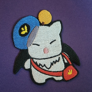 Large Post-Moogle: Final Fantasy Iron-on Embroidered Patch
