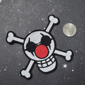 Buggy Jolly Roger Skull: OP Anime 4" opnaai- of opstrijkpatch