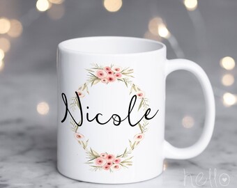 Personalized Name Coffee Mug Cup I Gift for Mom I Gift Idea for Her I Friend Gift under 20 I Custom Mug I Personalized Gift I Pretty Mug