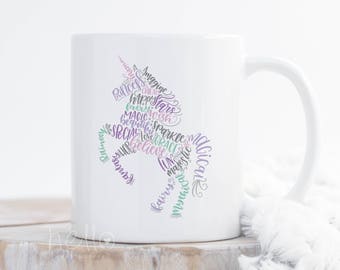Unicorn Mug, Unicorn Gift, Magical Glitter Fairy Rainbow Princess Dream Grace Sparkle Beautiful Fun Special Love Happy Stars Imagine