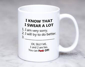 Swear A Lot coffee mug, Cuss mug, Fuck Off mug, Fuck Mug, Adult mug, Profanity Bad Word Funny Mugs, Obscenity Mature Gag Gift Sassy Bad Word