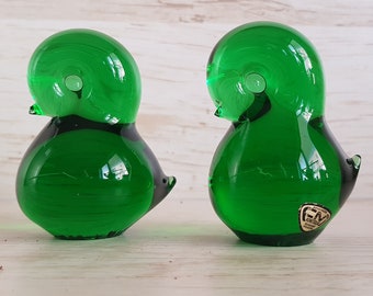 1960's, Josef Marcolin Design, Set of Two Green Glass Bird Sculptures Named  "Pippi", by FM Konstglas of Ronneby, Hand Made#5