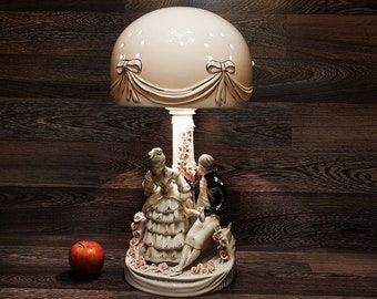 1970's, Mint Condition Rococo Apulum Lucru Manual (Handmade) - Alba Iulia Fine Porcelain Table/ Desk/ Accent Lamp, made in Romania, Marked.
