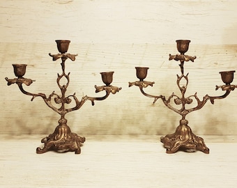Set of Two Vintage Art Nouveau Style Bronze/Brass Candlestick Holders/Candelabras#9