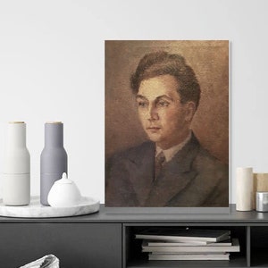 1930's, Běla Kašparová (1901 - 1967), Oil on Canvas Portrait of a Young Man, signed