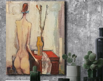 1997, Valeri Zangochev, Oil on Canvas Expressionist Erotic Painting of Nude/ Naked Female/ Woman