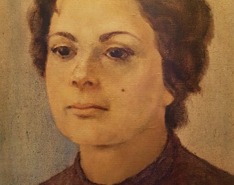 1984, El Noi, Oil on Canvas Portrait of a Woman, signed and dated