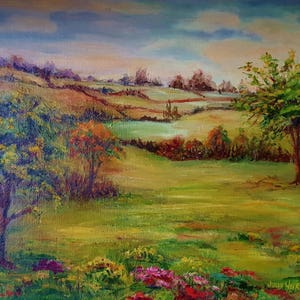 20th C, Julie Wilkins, Painting English landscape, signed oil on board (Painting 2)