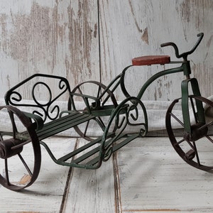 Large Vintage Metal Rikshaw / Bicycle Model, Shabby Chic, Loft, Industrial Decor