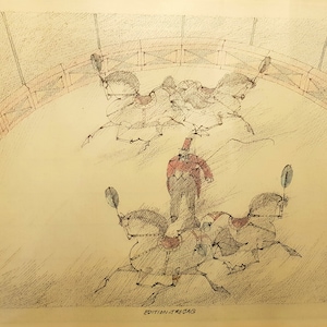 1988, Paul Flora (1922 - 2009), Autographed Lithograph &quot;Circus&quot; Edition-Trebag, Signed by the autor with pencil