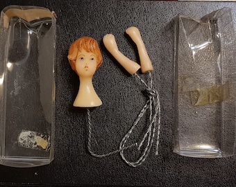 Vintage KNORR Wax Over Doll Head and Arms with Wire, Boxed (2)