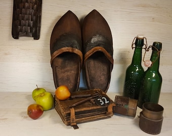 Early 20th C., Antique Oversized Wooden Shoes/ Clogs,XXL size,Hand Carved#9
