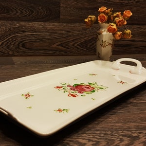 1787 - 1833,MINT Antique Wallendorf White Porcelain Platter/Tray with Hand Painted  East Frisian Rose Motif,Marked,#9
