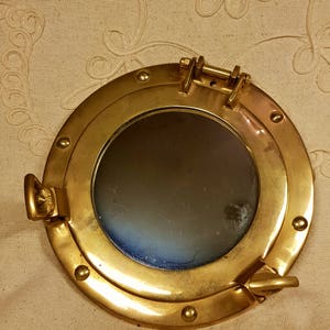 VINTAGE Solid Brass Porthole Mirror, hand-made
