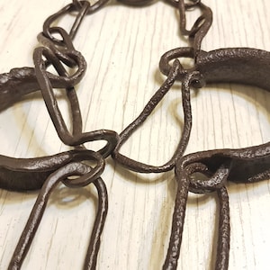 1800, Authentic Medieval East European Wrought Iron Handcuffs/ Ankle Cuffs/Shackles,Hand Hammered/Forged#14