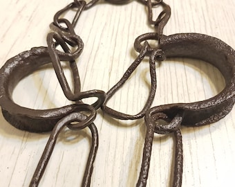 1800, Authentic Medieval East European Wrought Iron Handcuffs/ Ankle Cuffs/Shackles,Hand Hammered/Forged#14