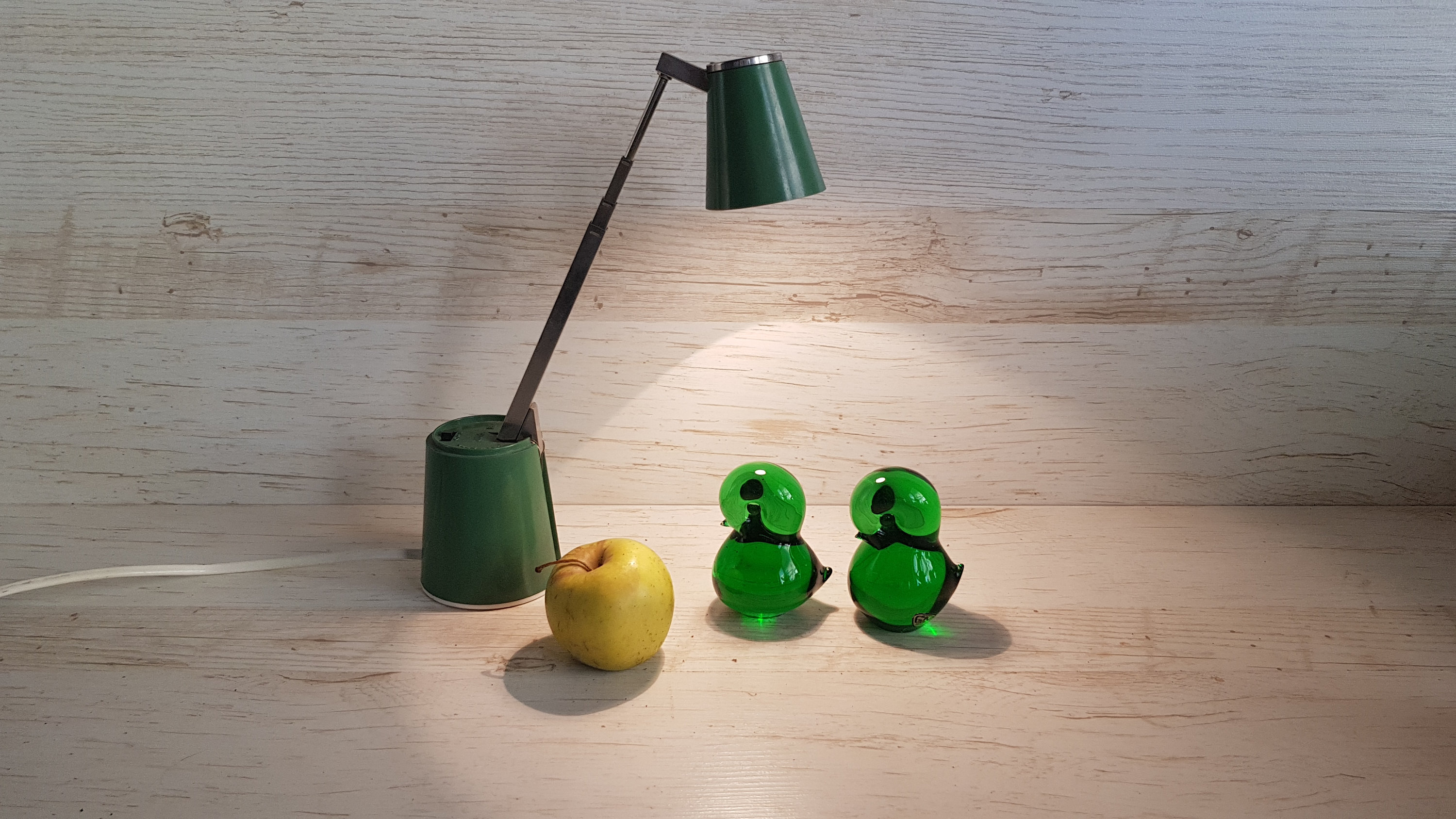 1960's, Josef Marcolin Design, Set of Two Green Glass Bird