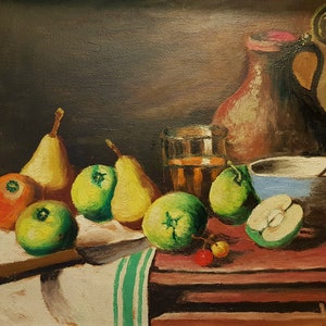 Mid 20th C, EULOGIA, Oil Still Life with Fruit, signed