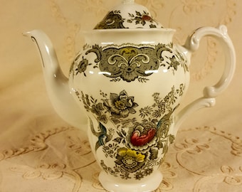 1960&#39;s,Ridgway Est1792 Staffordshire Tea Pot Windsor Green White English Bird#6