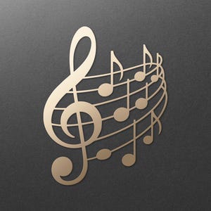 Note musicali tagliate al laser in formato SVG. File digitali SVG, PNG e DXF per vinile/carta/compensato/taglio laser. Insegnante di musica / Musicale / Decorazione da parete