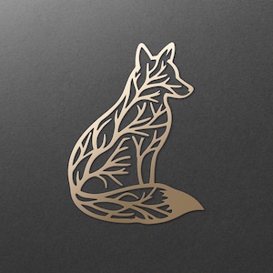 Renard Svg. Art mural Svg. Fichiers numériques SVG PNG DXF pour la découpe vinyle/papier/contreplaqué/laser. Forêt / Renard sauvage / Bohème / Nature / Vie sauvage